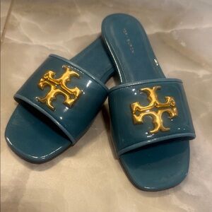 Tory Burch Blue and Gold Sandals